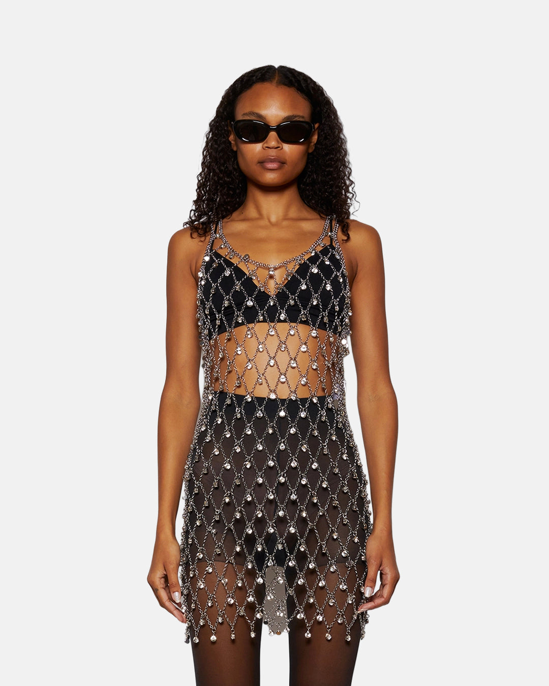 Chain Mini Dress Silver