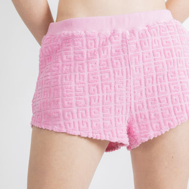 Givenchy Women Mini Shorts In 4G Cotton Towelling Jacquard Old Pink
