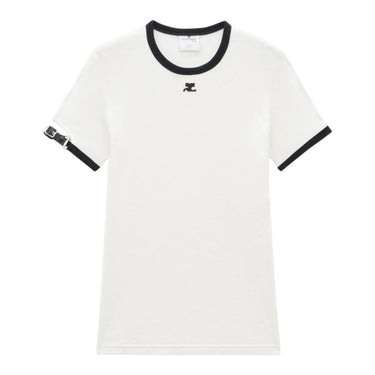 Courreges Women T-Shirt Buckle Contrast Heritage White / Black