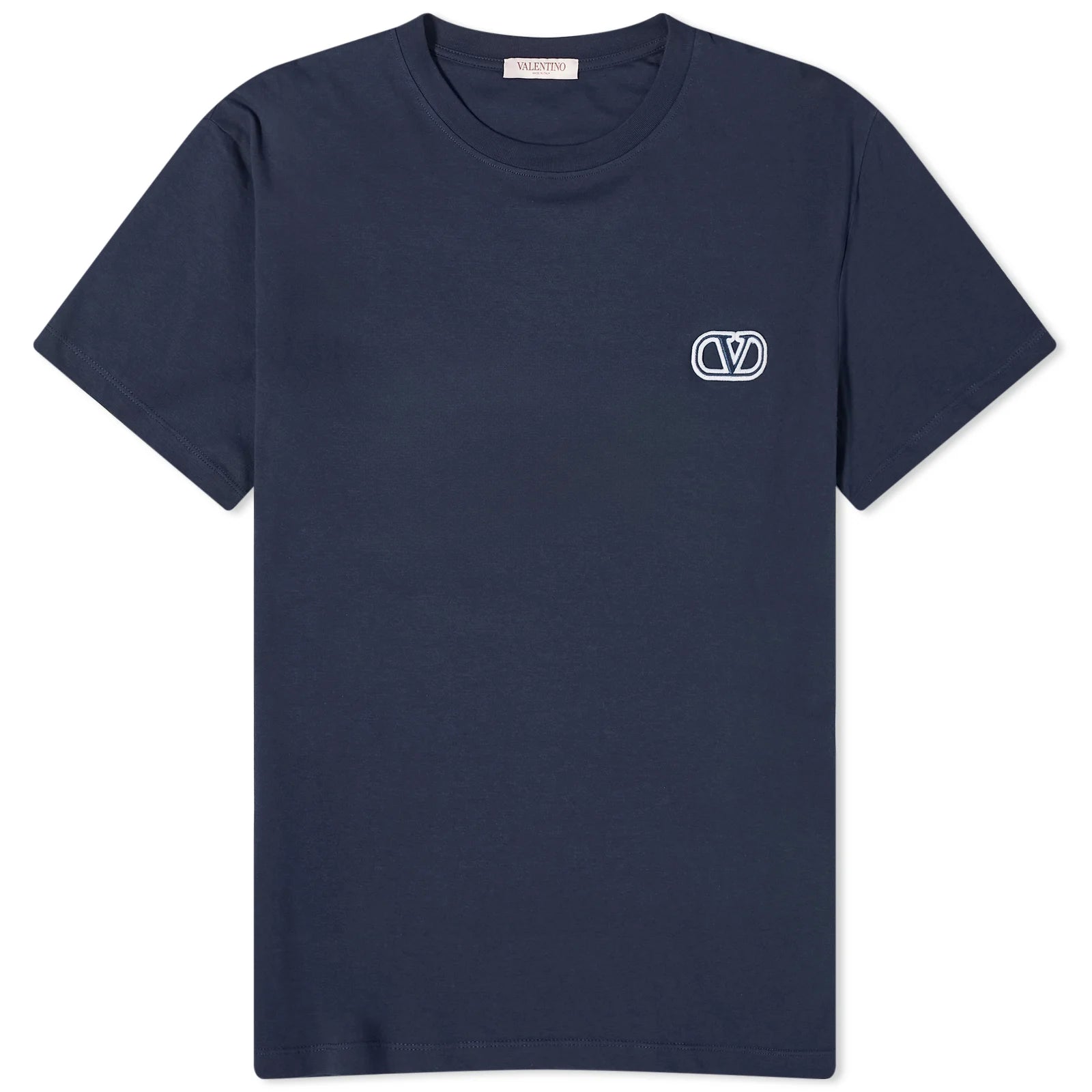 Valentino Embroidered V Logo Tee Navy