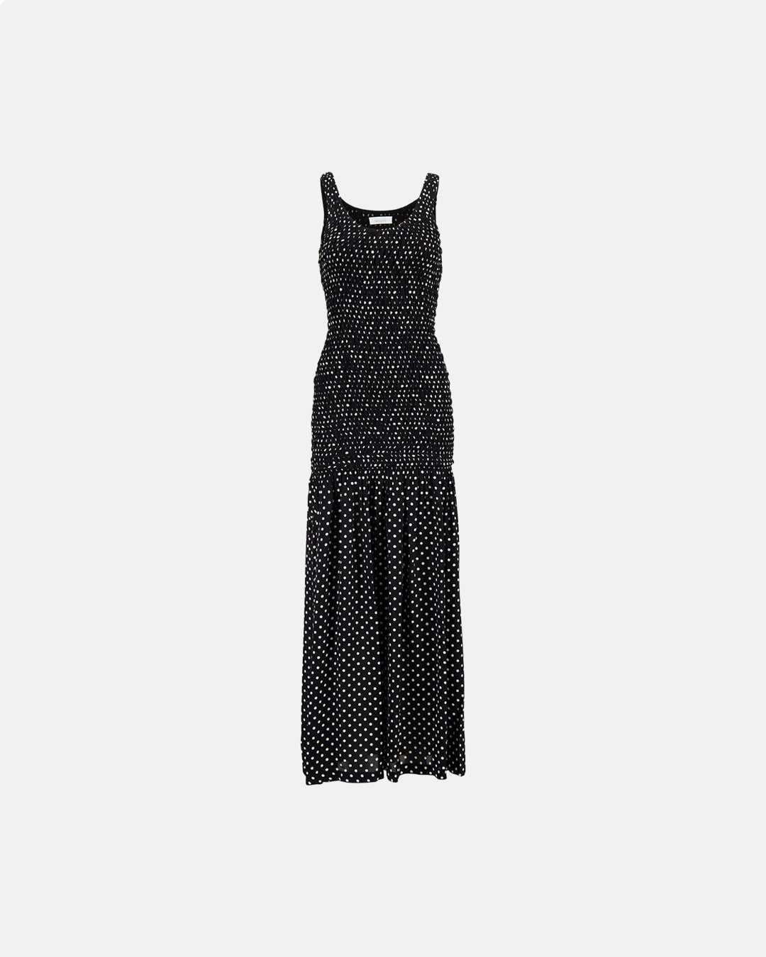 Polka dot Crepe Long Dress Black