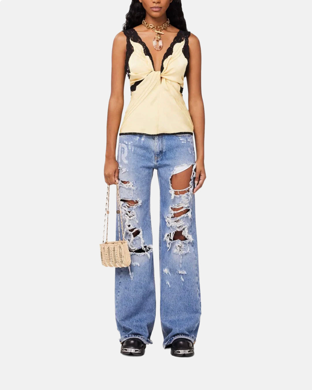 Iconic Raffia 1969 Mini Shoulder Bag Shiny Beige