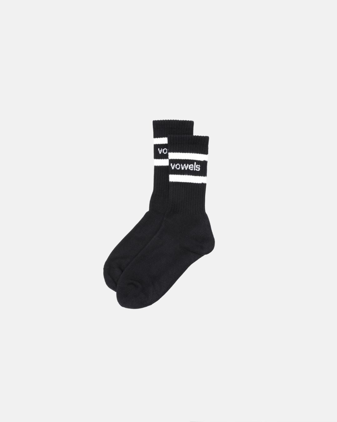 Stripe Rib Crew Socks Black