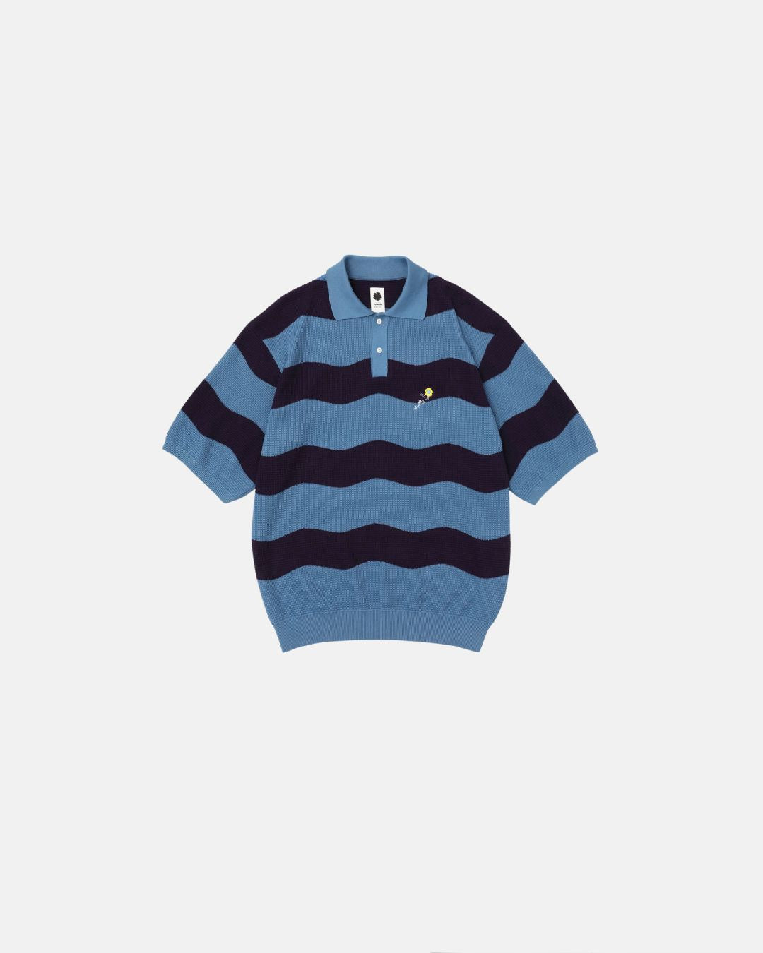 Wavy Stripe Polo Shirt Blue
