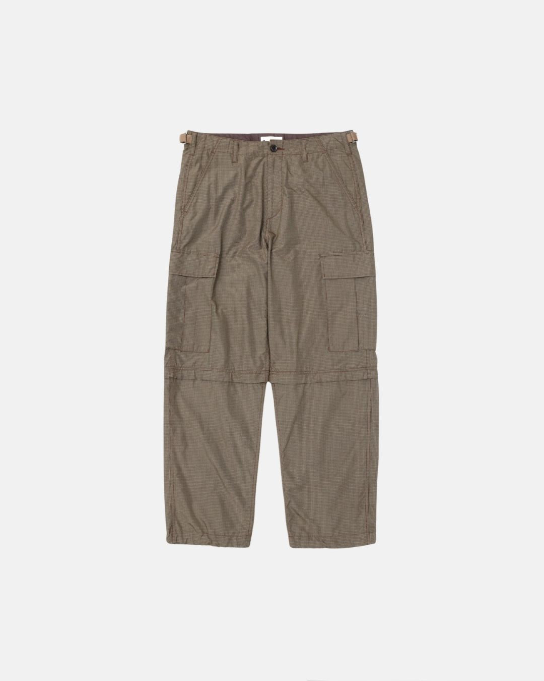 Silk Checkered Convertible Cargo Pants Brown