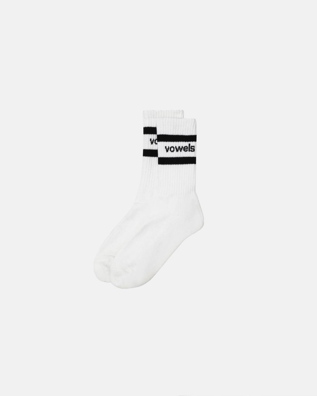 Stripe Rib Crew Socks White