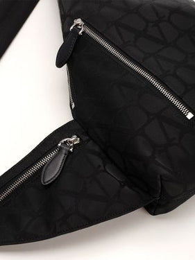 Valentino Toile Iconographe Zip-Up One-Shoulder Backpack Black