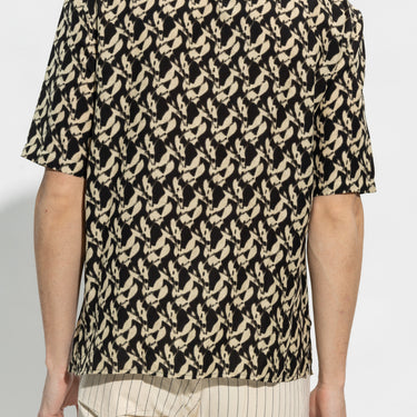 Saint Laurent Shirt In Viscose Voile Noir Et Sable