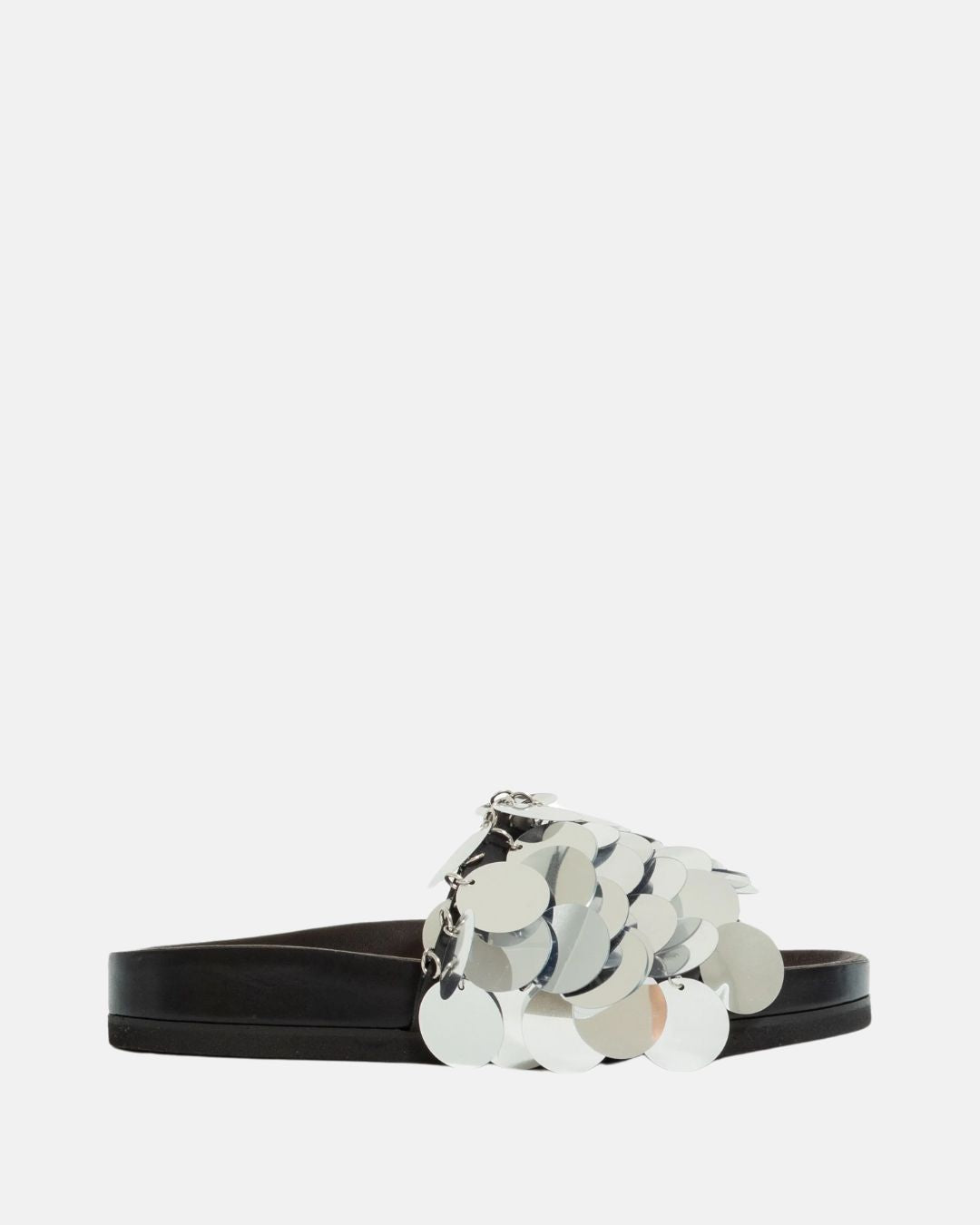 Paco Rabanne Sparkle Decorative Applique Slides Silver