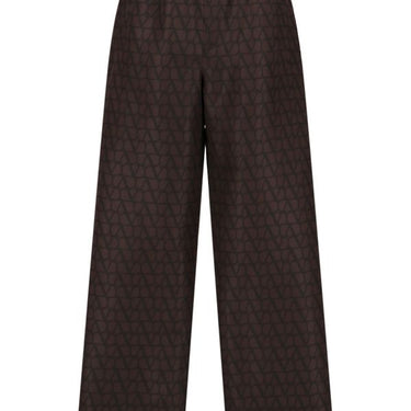 Valentino Cargo Trousers In Silk Faille With All-Over Toile Iconographe Print Ebony/Black