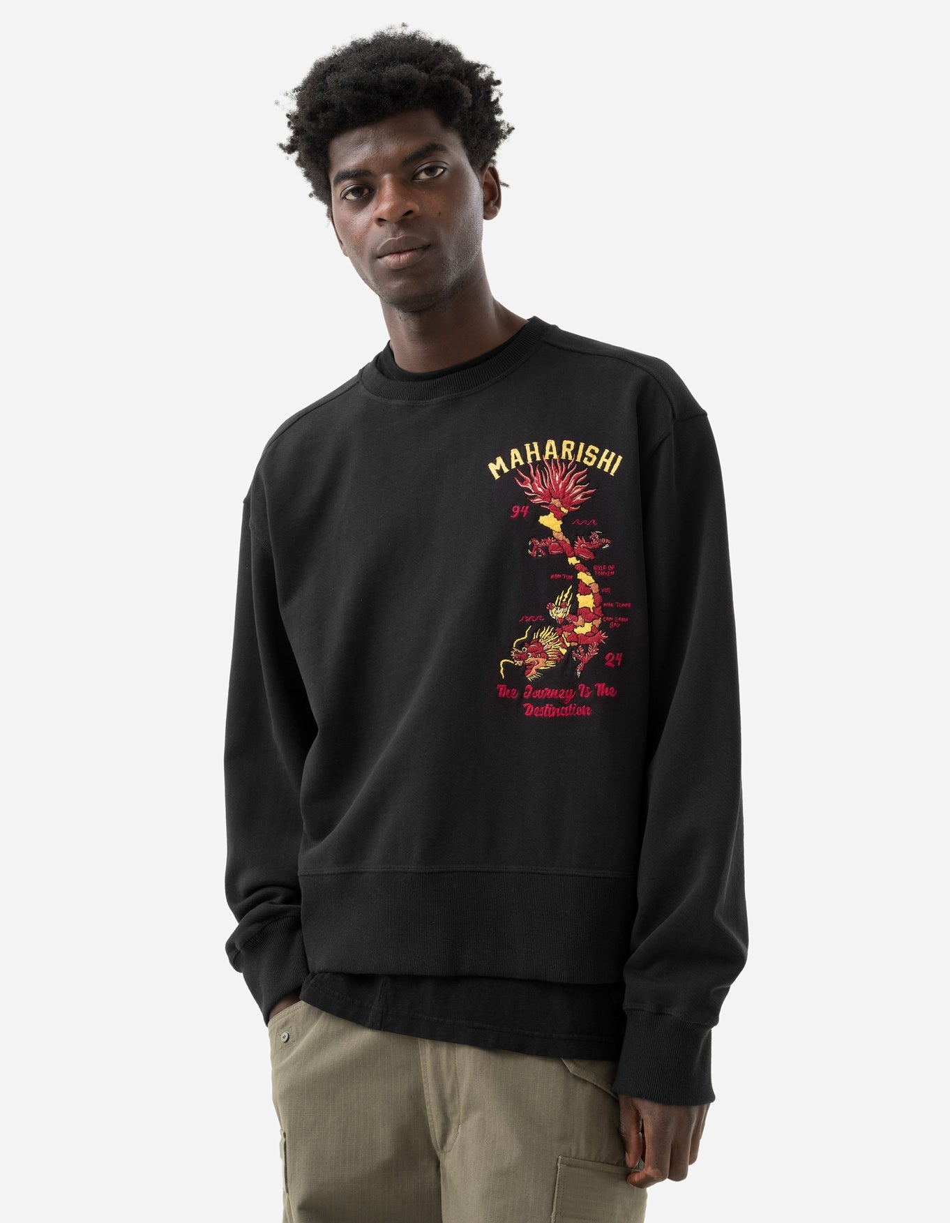 Dragon Map Vintage Crew Sweatshirt Black
