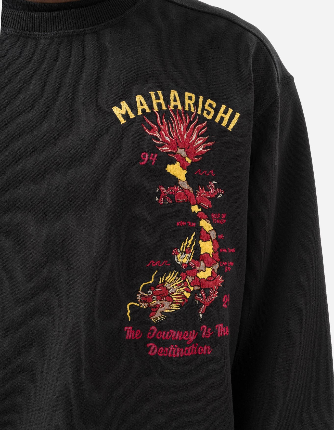 Dragon Map Vintage Crew Sweatshirt Black
