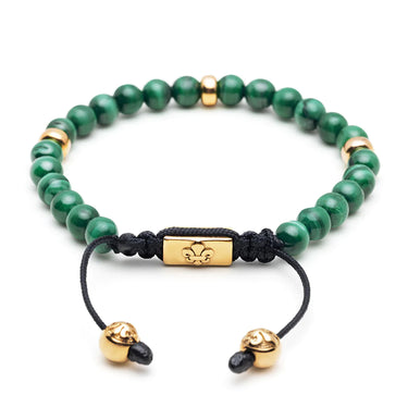 Nialaya Men's Beaded Bracelet With Malachite And Gold