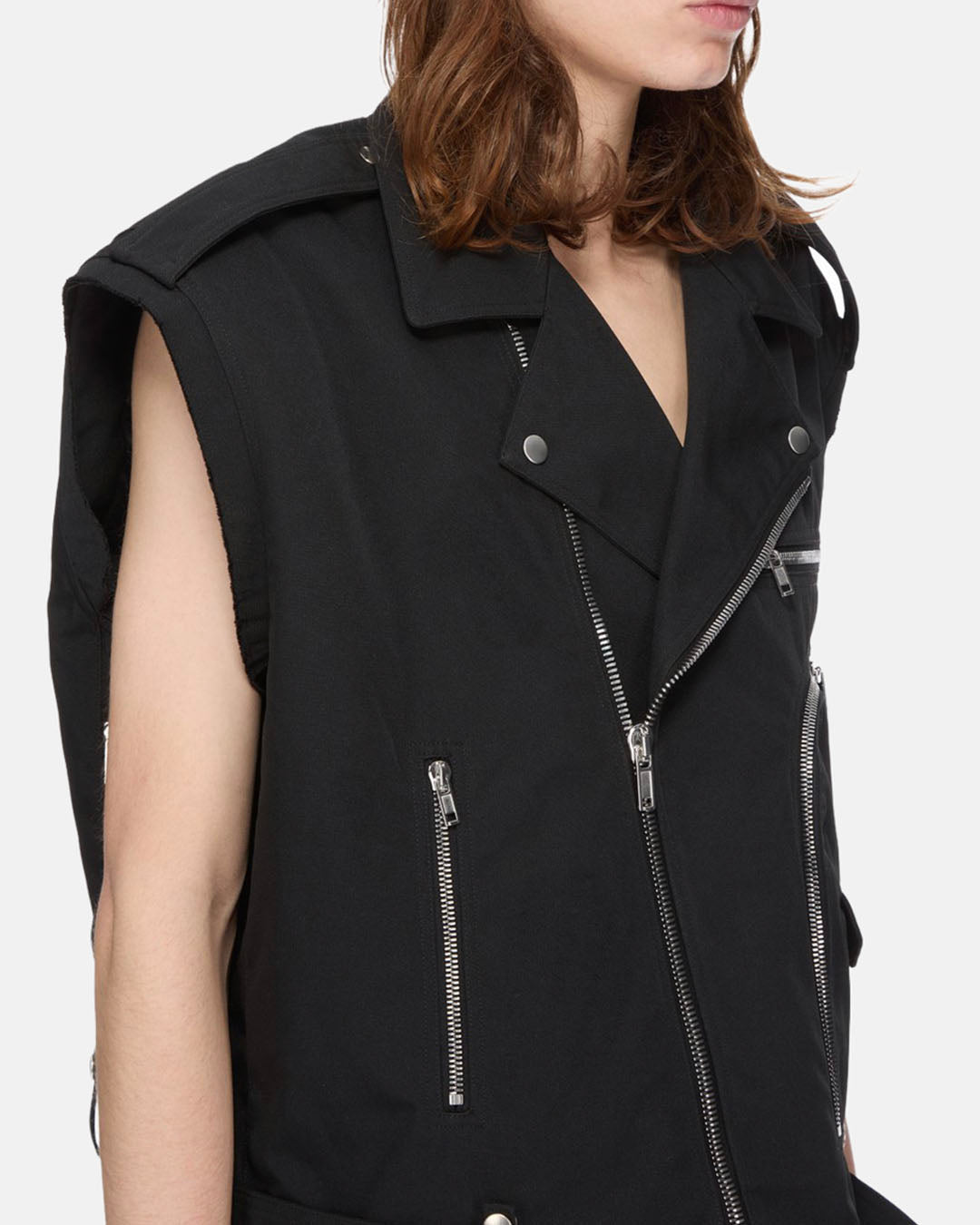 Cropped Jumbo Vest Black