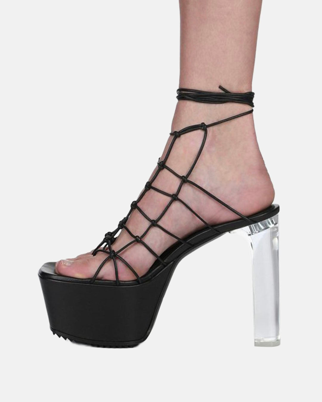 Web Leather Sandals Black/Clear