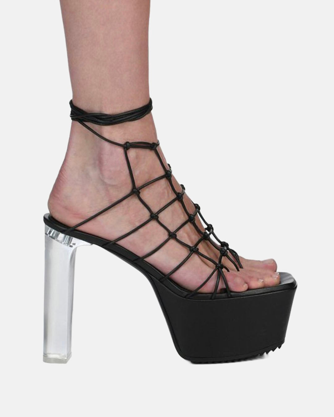 Web Leather Sandals Black/Clear