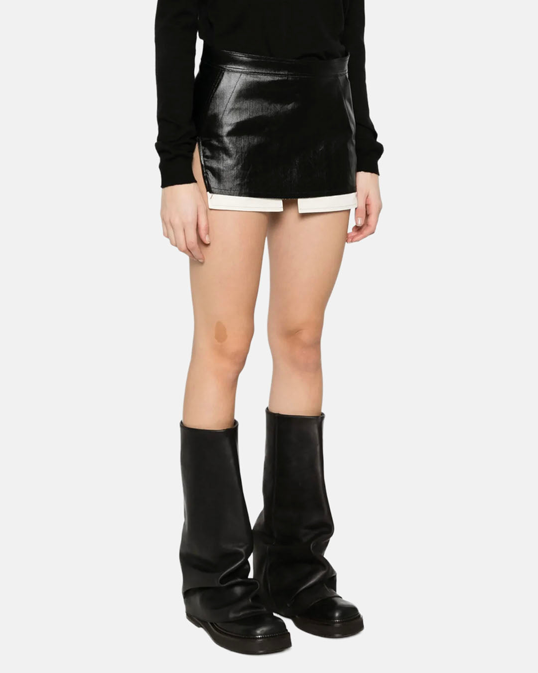 Fog Cutoff Mini Denim Skirt Black