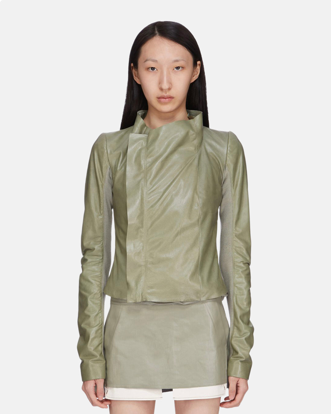 Fog Cutoff Mini Denim Skirt Celadon