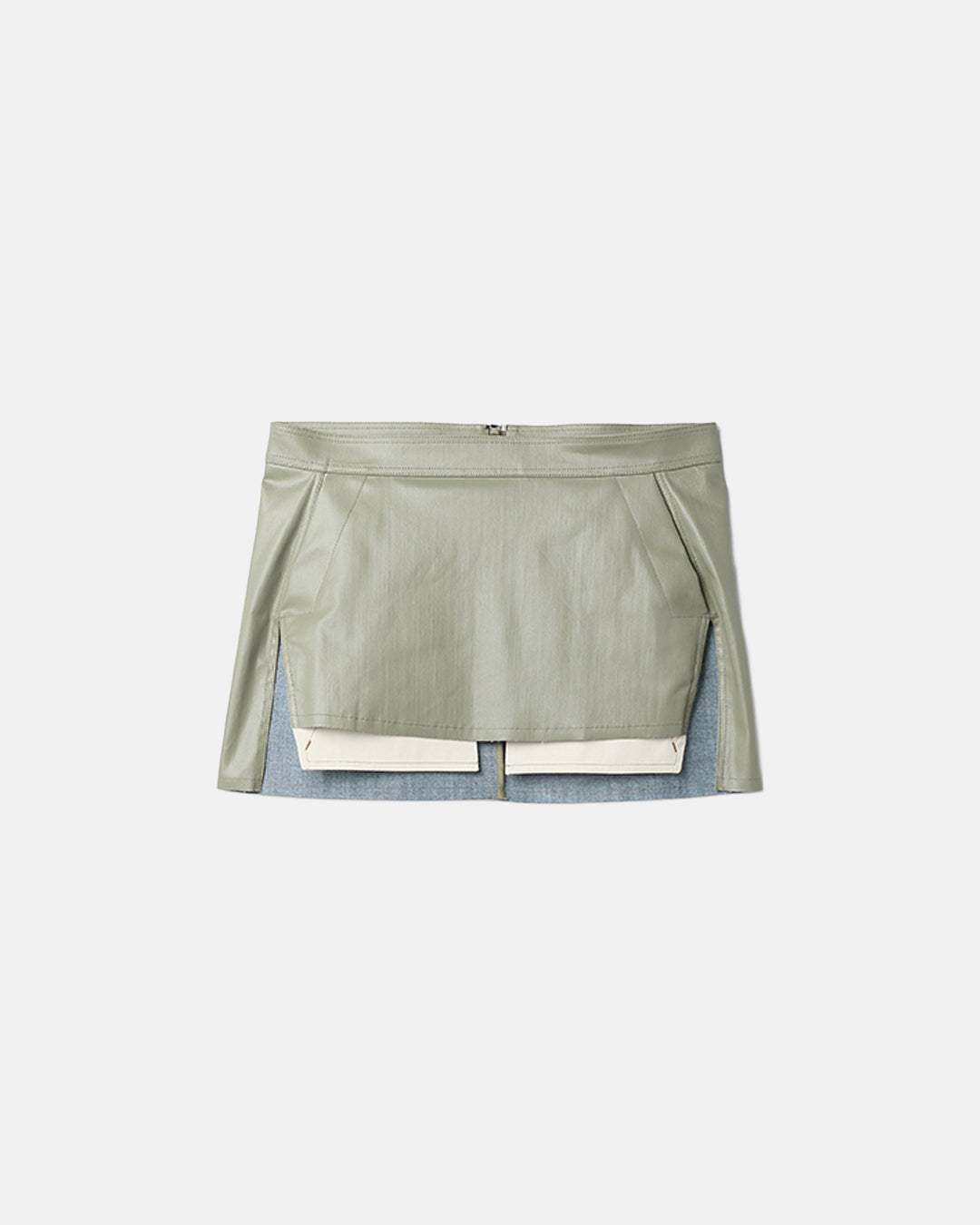 Fog Cutoff Mini Denim Skirt Celadon