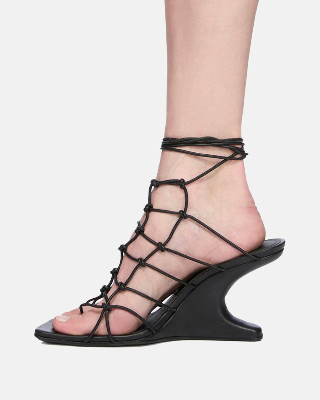 Web Leather Sandals Black