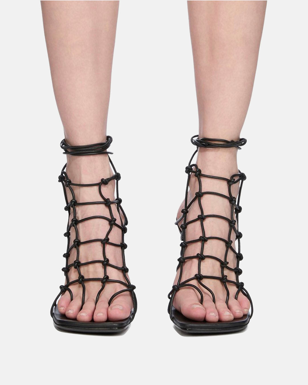 Web Leather Sandals Black