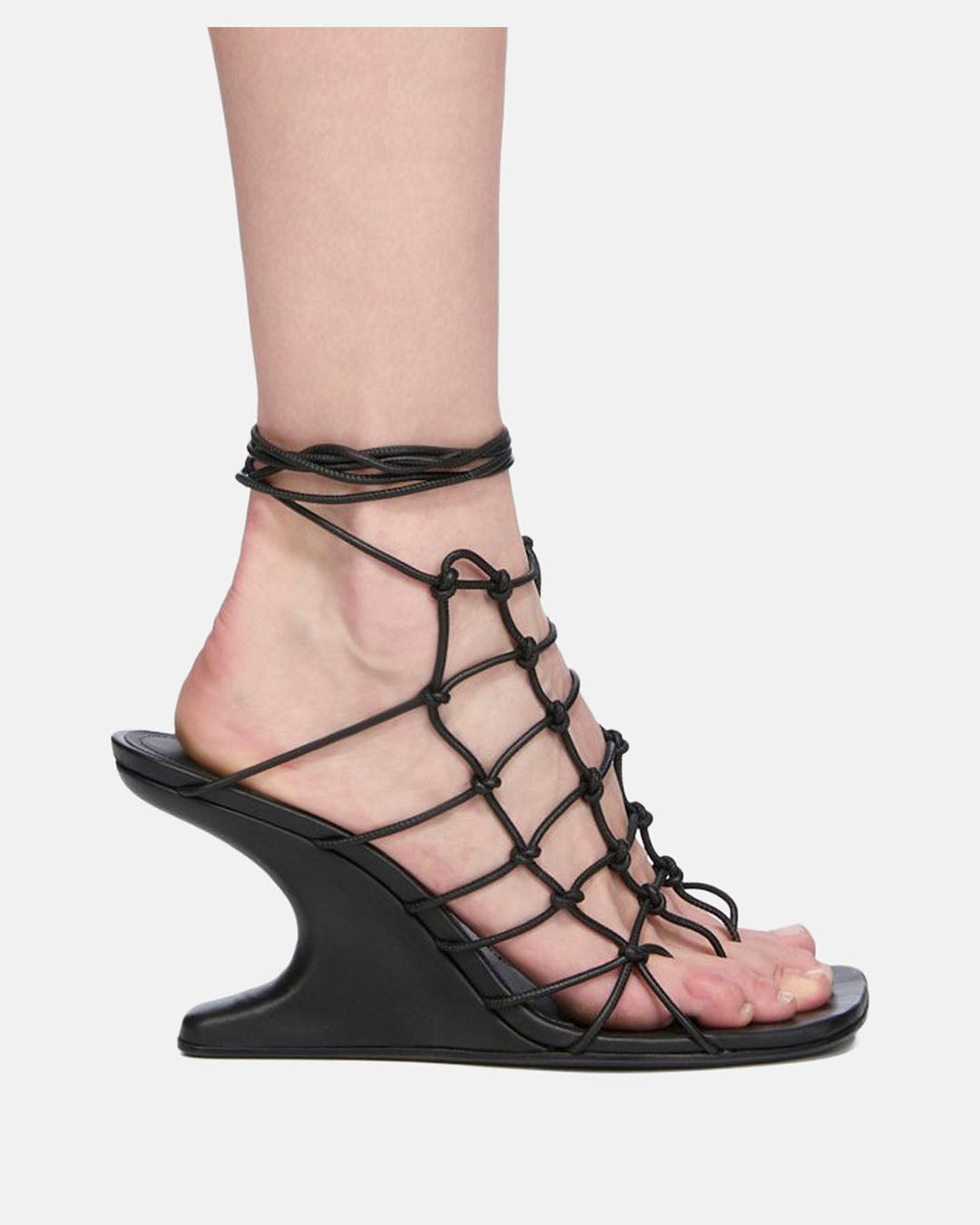 Web Leather Sandals Black