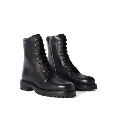 Off White Combat Lace Up Boot Black Black