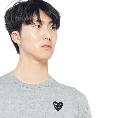 Comme Des Garcons Play Stacked Heart Short-Sleeve T-Shirt Grey