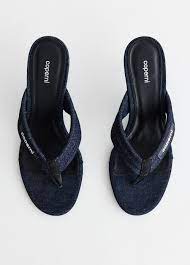 Coperni Denim Branded Thong Sandal Navy