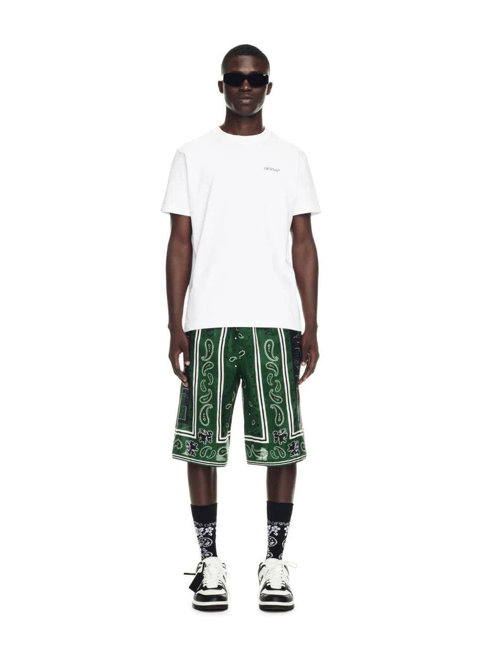Off White Bandana Viscose Shorts Willow Bough No Color