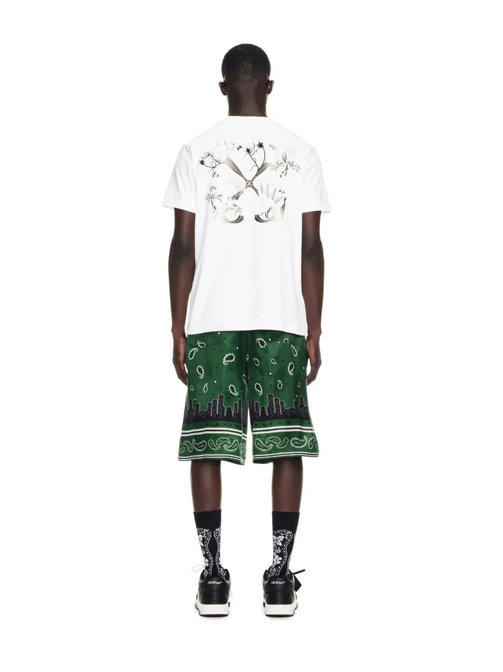 Off White Bandana Viscose Shorts Willow Bough No Color