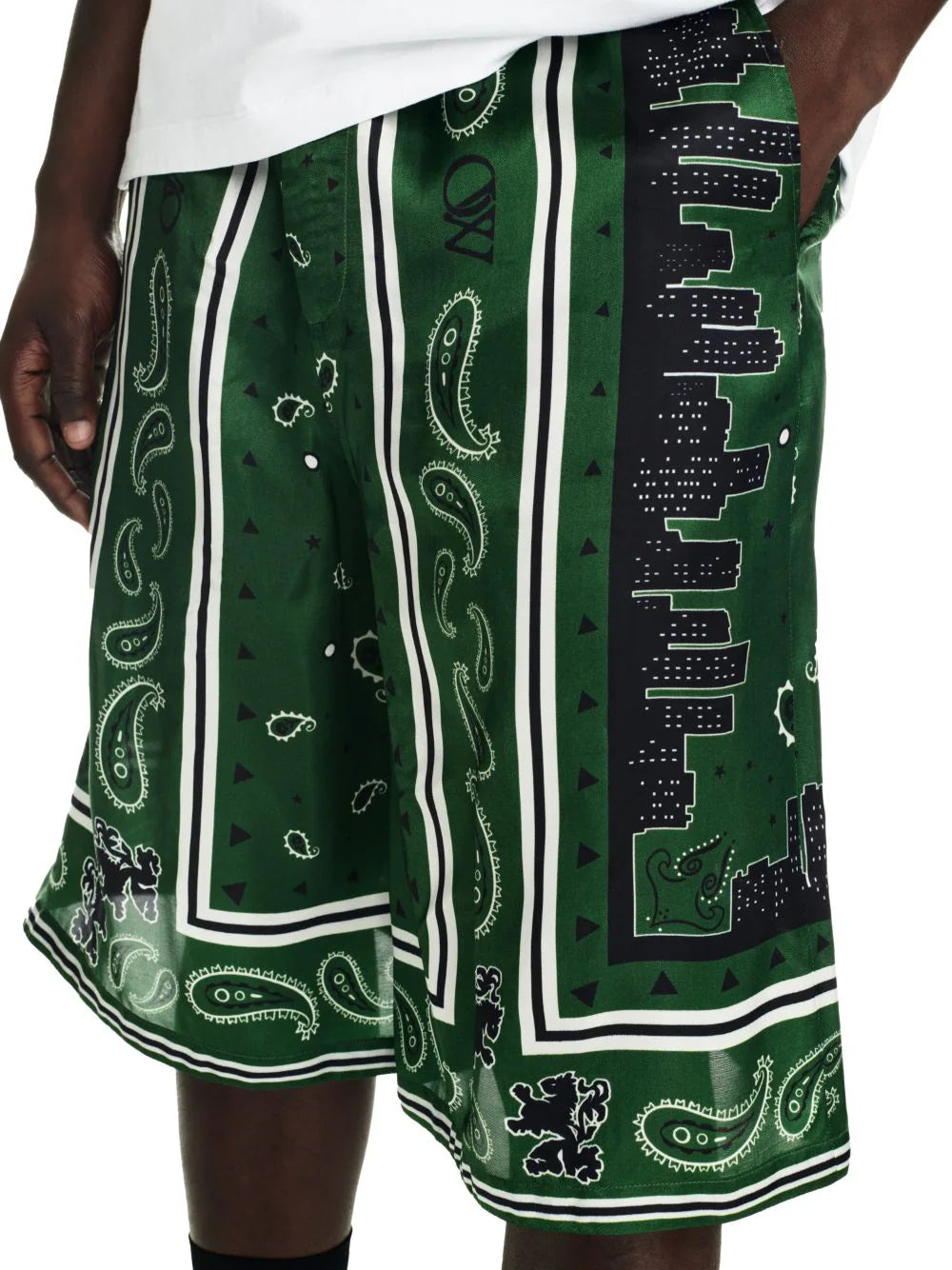 Off White Bandana Viscose Shorts Willow Bough No Color