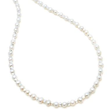 Nialaya Men's Pearl Necklace With Stainless Steel Dividers