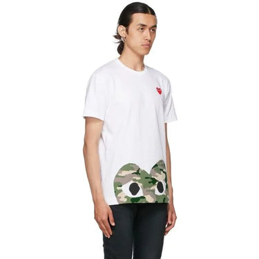 Comme Des Garcons Play Women Camouflage Half-Heart T-Shirt White