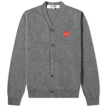 Cdg Play Cardigan With Red Emblem Grey