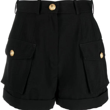Balmain Women Grain De Poudre Cargo Shorts Black