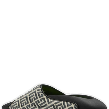 Balmain Quilted Leather B-IT Mules With Balmian Monogram Print Black