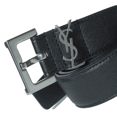Saint Laurent Monogram Belt In Black Leather