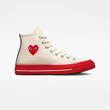 Converse X Comme Des Garcons Play Red Sole High Top White