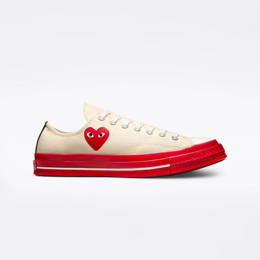 Converse X Comme Des Garcons Play Red Sole Low Top White