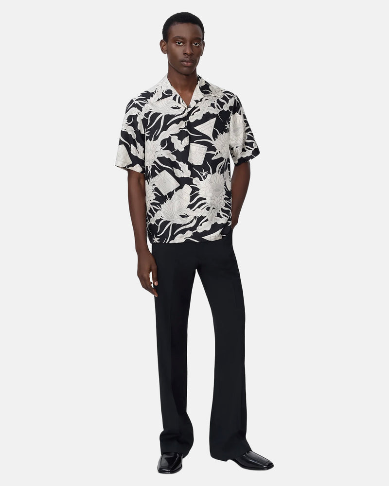 Ma Floral Bowling Shirt Black
