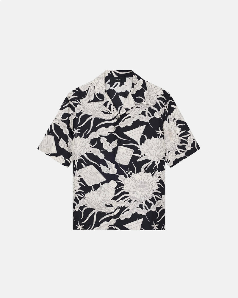 Ma Floral Bowling Shirt Black
