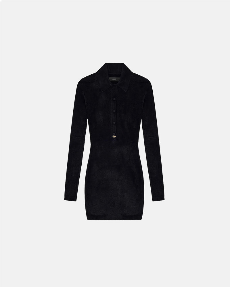 Ma Velvet Ls Button Down Dress Black