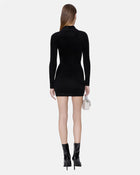 Ma Velvet Ls Button Down Dress Black