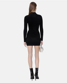 Ma Velvet Ls Button Down Dress Black