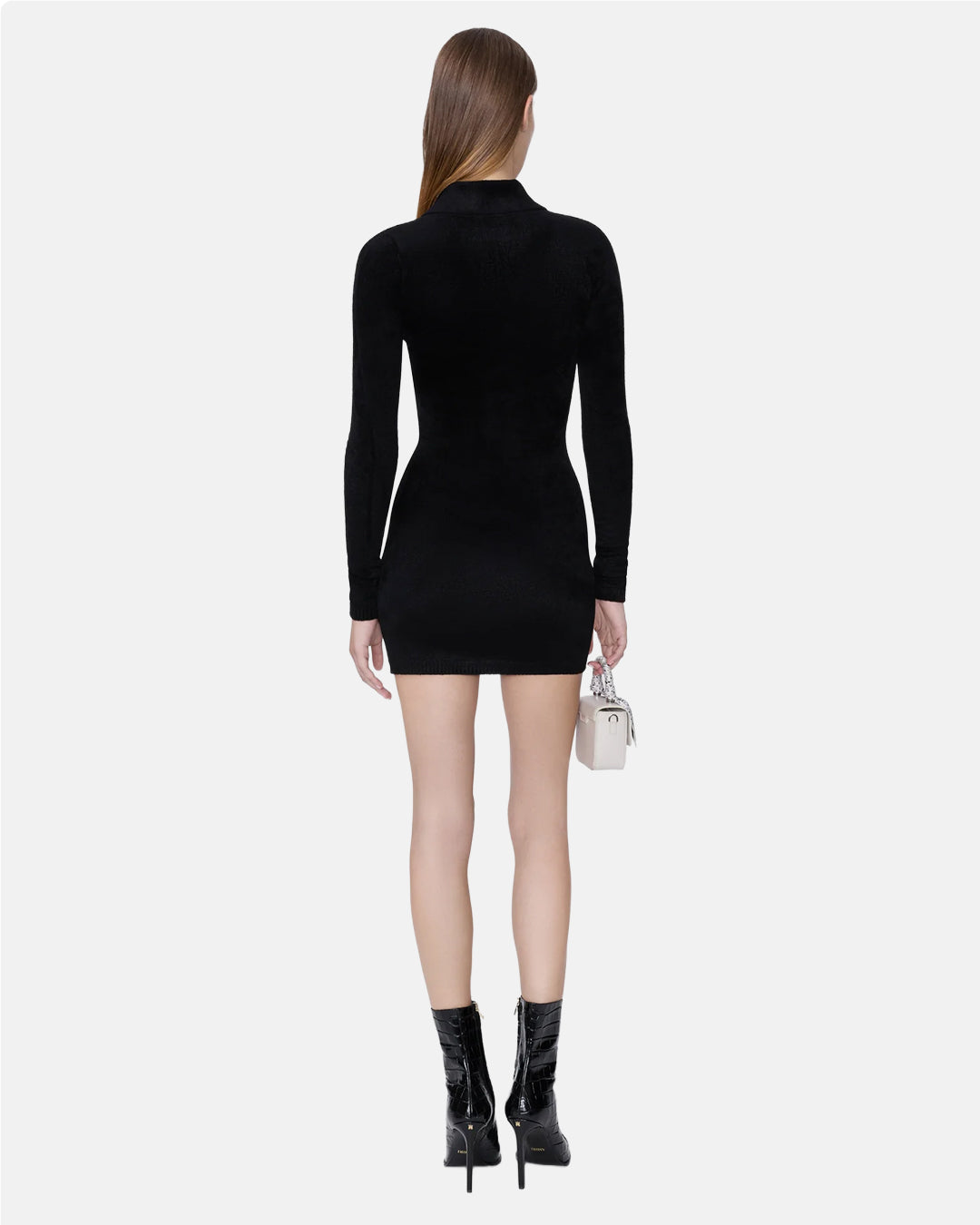 Ma Velvet Ls Button Down Dress Black