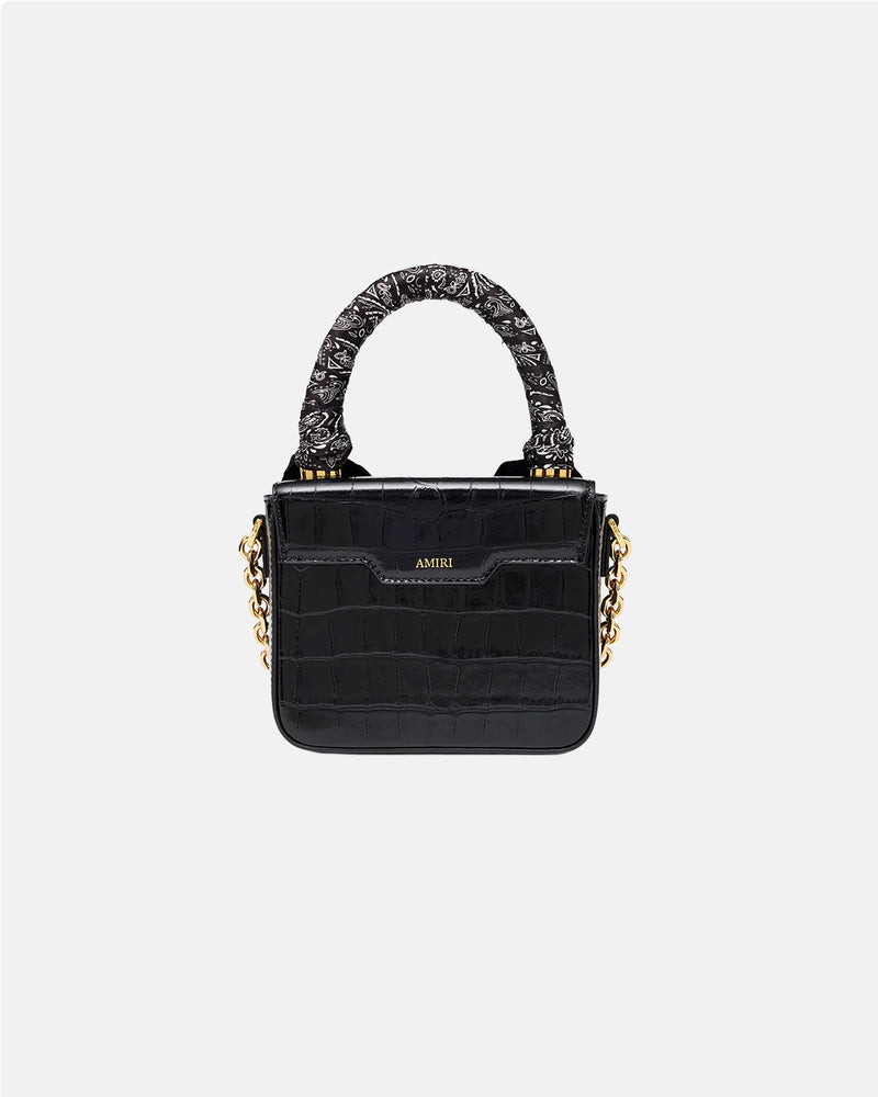 Ma Croc Embossed Micro Ma Bag Black