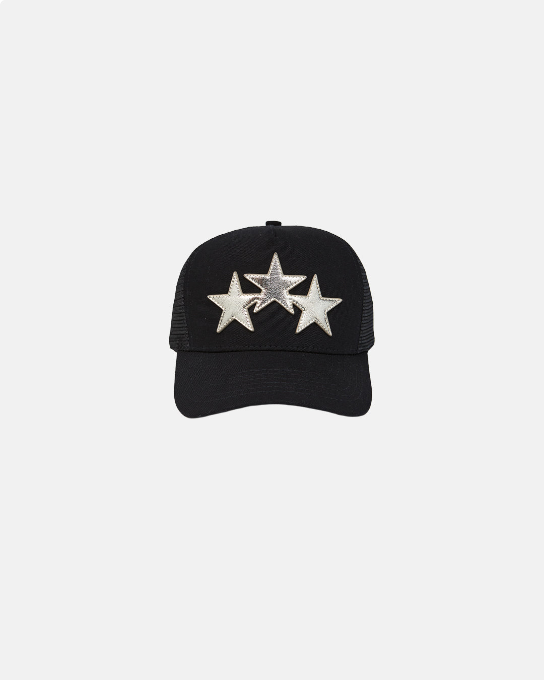 Ma 3 Star Metallic Trucker Hat Black Silver