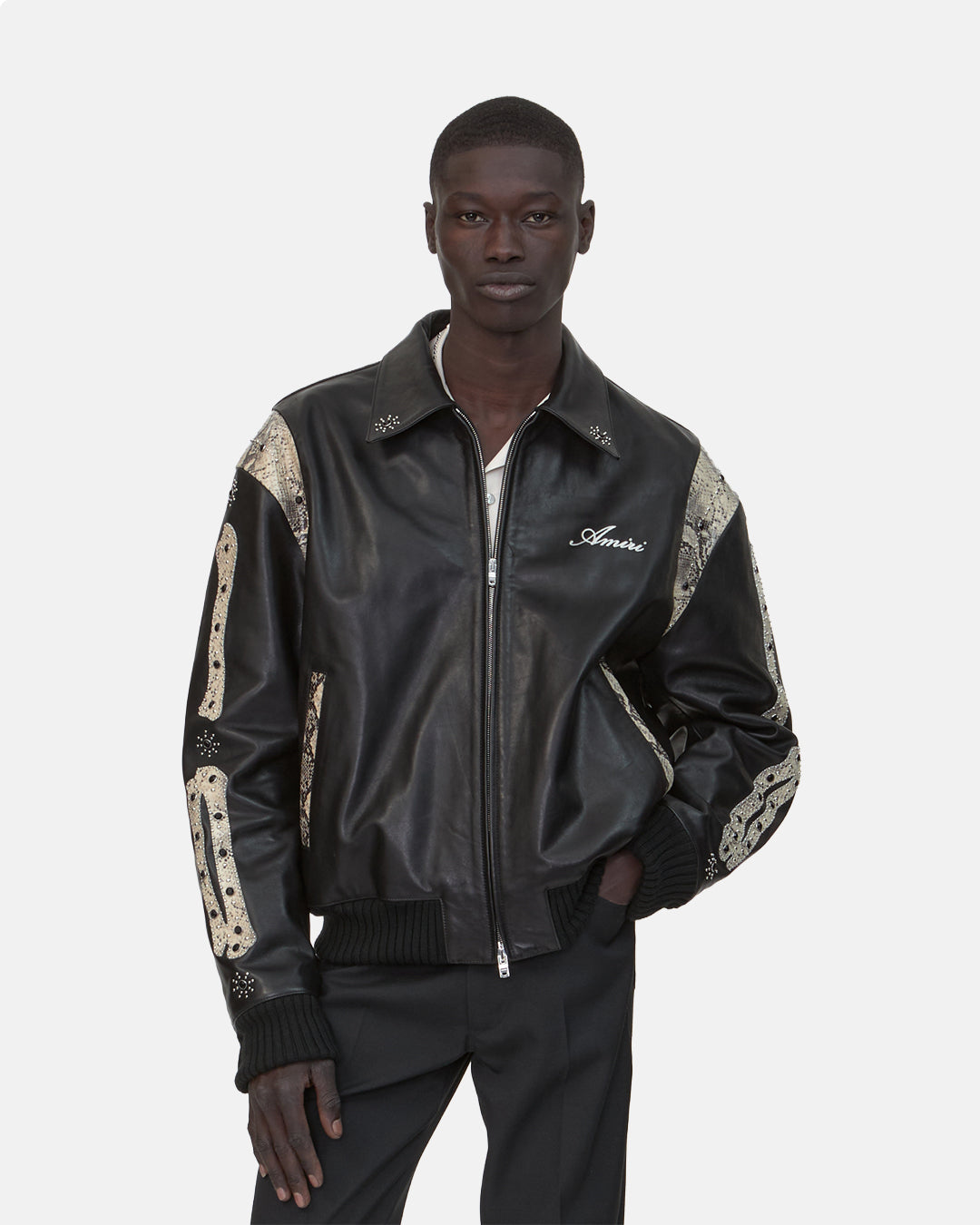 Ma Bones Studded Os Bomber Black