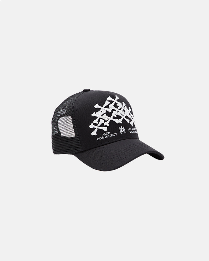 Ma Bones Stacked Trucker Hat Black